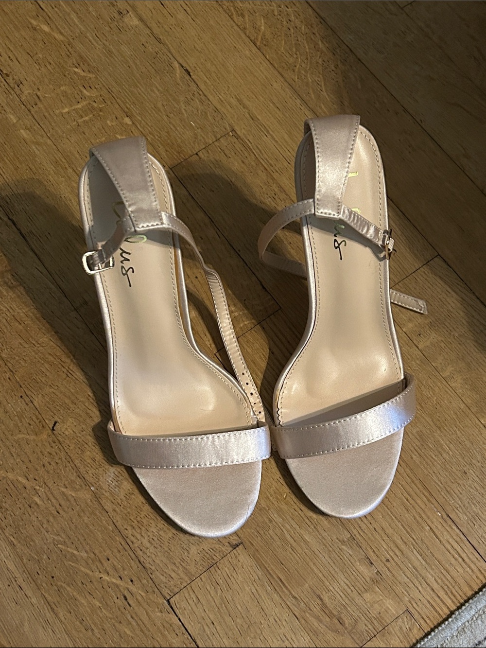 Lulu's Satin Open-Toe Ankle-Strap Heels - Blush Pink Cream sz 8.5